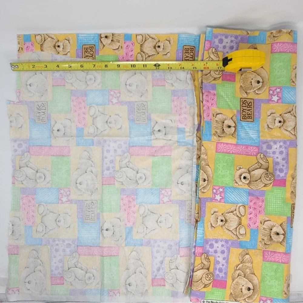 BOYDS BEARS Pastel Fun Flannel Fabric 1⅓+ YARD Remnant Teddy Bear Nursery